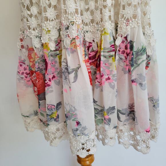 Anthropologie Ranna Gill Kalia Floral Dress Ivory Crochet Lace Women Small - Picture 7 of 15